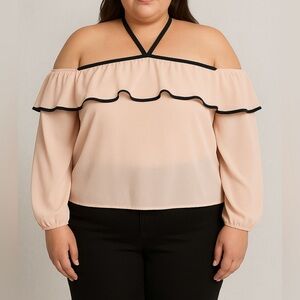 Forever21 Plus Women long sleeve crop top blouse size 0X